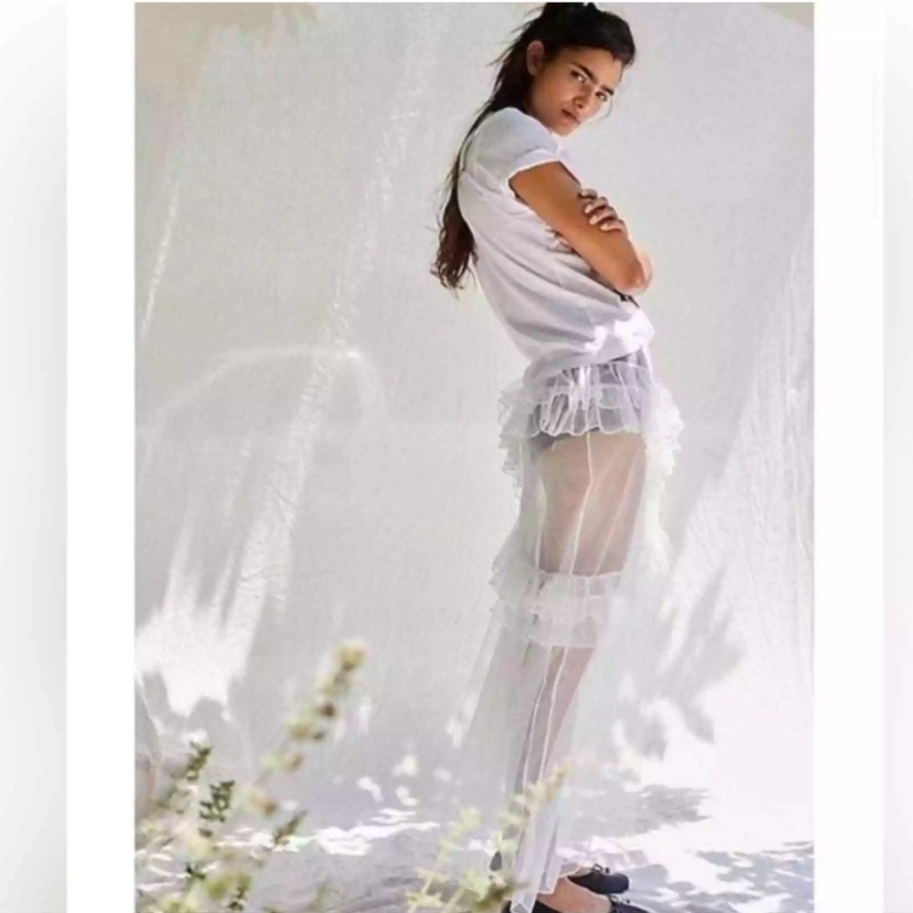 Free People Asymmetrical White Maxi Skirt